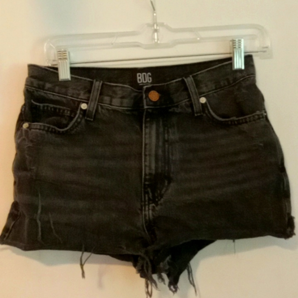 Urban Outfitters distressed denim booty shorts for women black ripped shorts